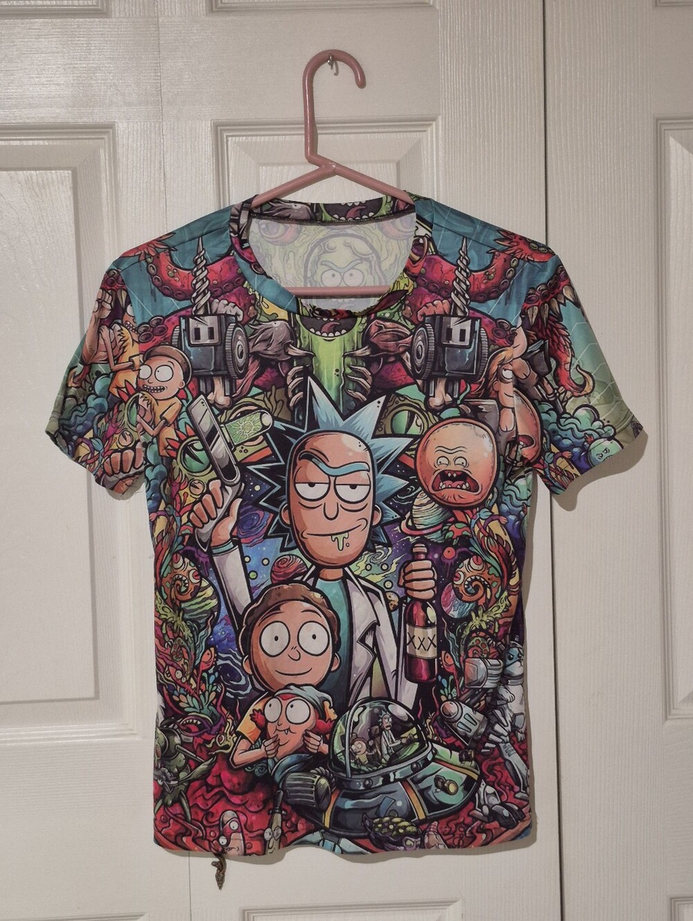 Rick and Morty all over print graphic t shirt w/ pickled rick